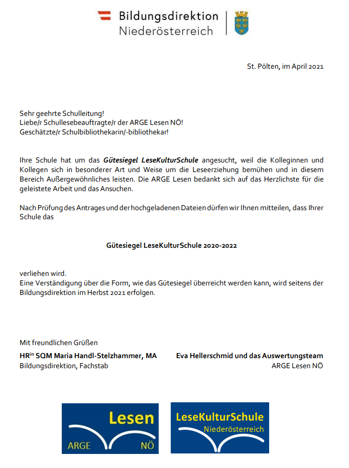 Leseguetesiegel Ankuendigung